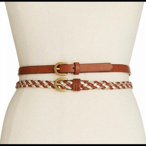 INC Women's Skinny 2 For 1 Brown Skinny Belts